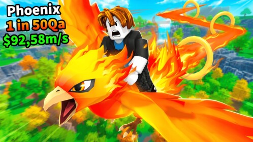 Official Ride A Pet promotional artwork: a player riding a phoenix